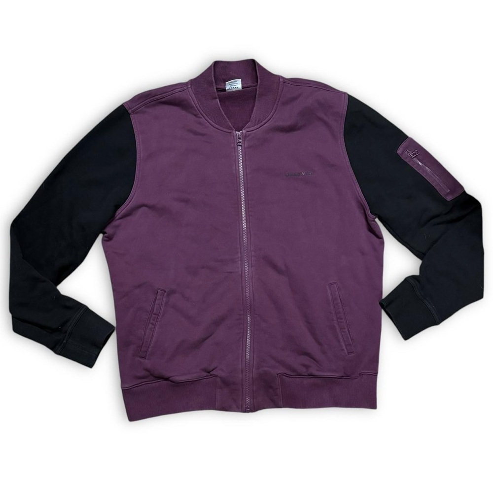 Outdoor Voices Purple Black Cotton Bomber Track Jacket